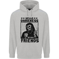 Hello Darkness My Old Friend Grim Reaper Skull Mens 80% Cotton Hoodie Sports Grey
