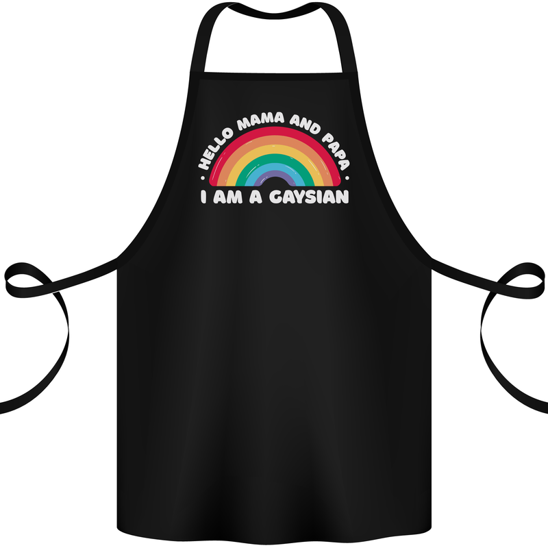 Hello Mama & Papa Im a Gaysian LGBT Cotton Apron 100% Organic Black