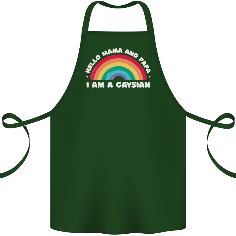 Hello Mama & Papa Im a Gaysian LGBT Cotton Apron 100% Organic Forest Green