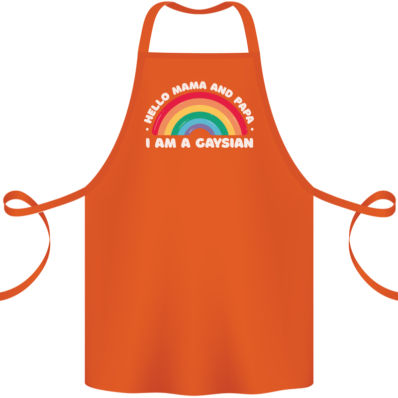 Hello Mama & Papa Im a Gaysian LGBT Cotton Apron 100% Organic Orange