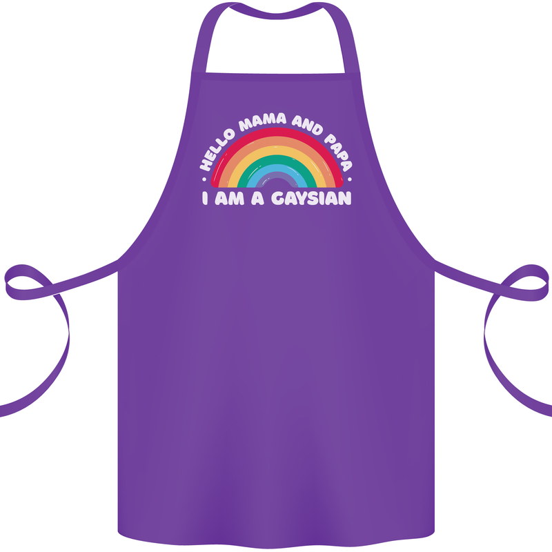 Hello Mama & Papa Im a Gaysian LGBT Cotton Apron 100% Organic Purple