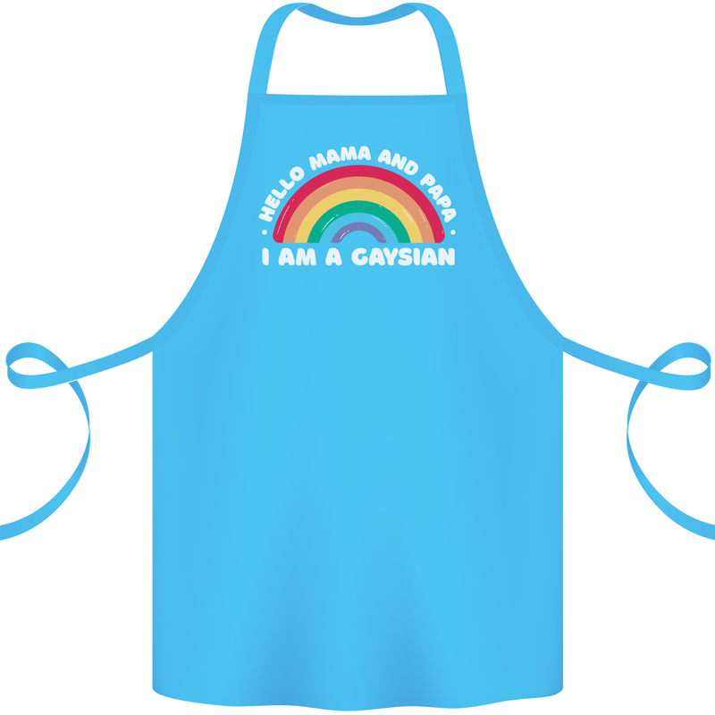 Hello Mama & Papa Im a Gaysian LGBT Cotton Apron 100% Organic Turquoise