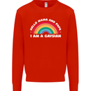Hello Mama & Papa Im a Gaysian LGBT Mens Sweatshirt Jumper Bright Red
