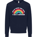 Hello Mama & Papa Im a Gaysian LGBT Mens Sweatshirt Jumper Navy Blue