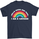 Hello Mama & Papa Im a Gaysian LGBT Mens T-Shirt 100% Cotton Navy Blue