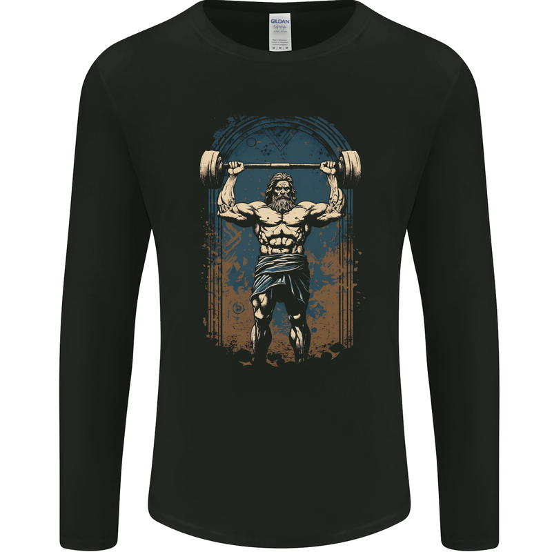 Hercules Gym Bodybuilding Weightlifting Training Mens Long Sleeve T-Shirt Black