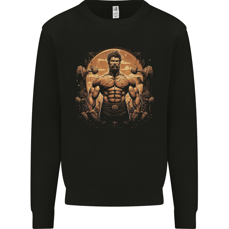 Hercules Gym Weightlifting Training Bodybuilding Mens Sweatshirt Jumper Black