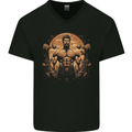 Hercules Gym Weightlifting Training Bodybuilding Mens V-Neck Cotton T-Shirt Black