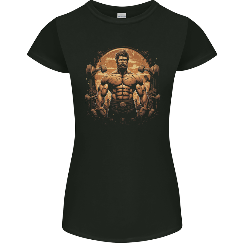 Hercules Gym Weightlifting Training Bodybuilding Womens Petite Cut T-Shirt Black