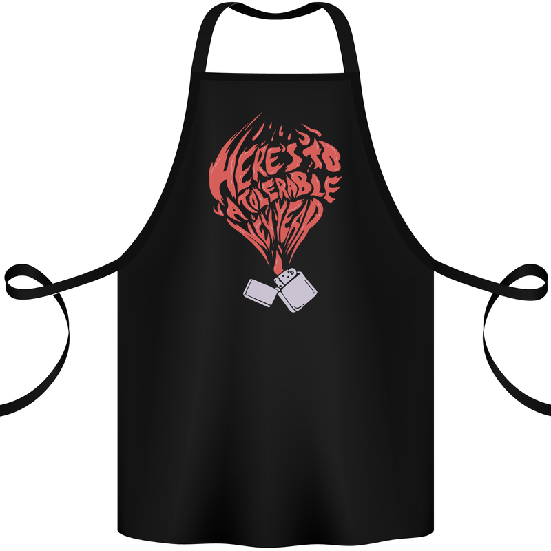 Here's to a Tolerable New Year Cigarette Lighter Cotton Apron 100% Organic Black