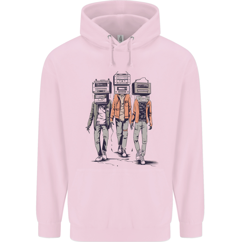 Hi-Fi Head Obscure Music Mens 80% Cotton Hoodie Light Pink
