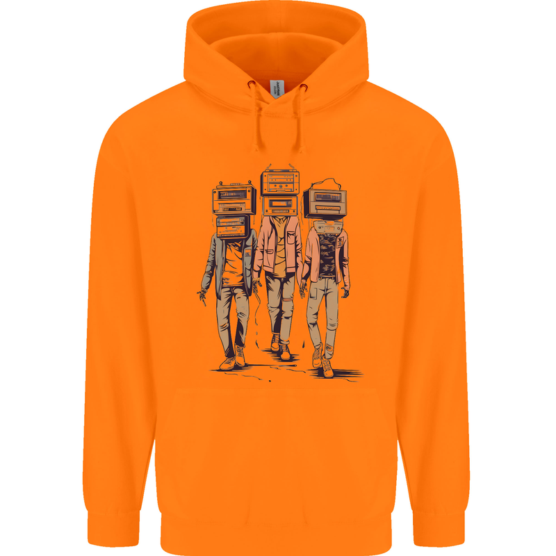 Hi-Fi Head Obscure Music Mens 80% Cotton Hoodie Orange