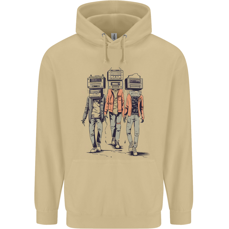 Hi-Fi Head Obscure Music Mens 80% Cotton Hoodie Sand