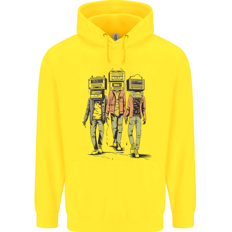Hi-Fi Head Obscure Music Mens 80% Cotton Hoodie Yellow