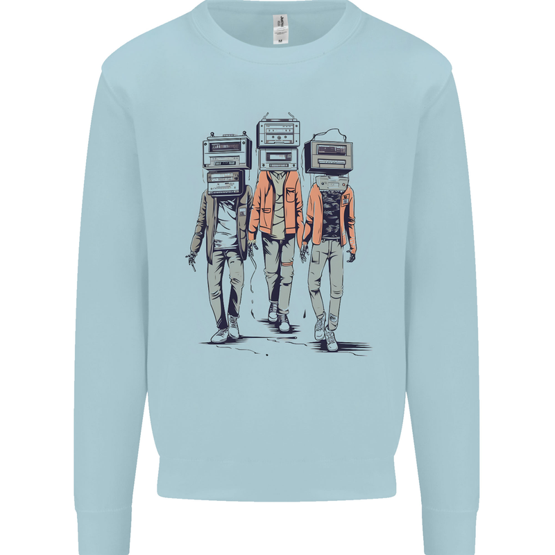 Hi-Fi Head Obscure Music Mens Sweatshirt Jumper Light Blue
