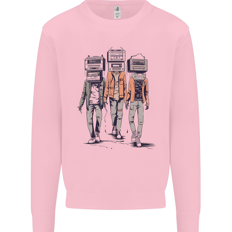 Hi-Fi Head Obscure Music Mens Sweatshirt Jumper Light Pink