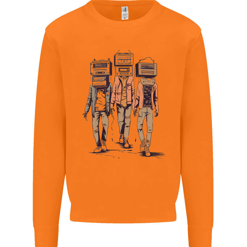 Hi-Fi Head Obscure Music Mens Sweatshirt Jumper Orange