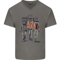 Hi-Fi Head Obscure Music Mens V-Neck Cotton T-Shirt Charcoal