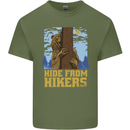 Hide From Hikers Funny Grizzly Bear Hiking Mens Cotton T-Shirt Tee Top Military Green