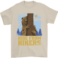 Hide From Hikers Funny Grizzly Bear Hiking Mens T-Shirt 100% Cotton Sand