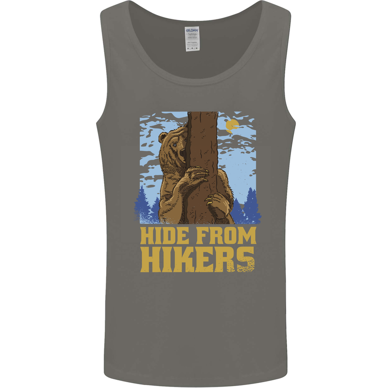 Hide From Hikers Funny Grizzly Bear Hiking Mens Vest Tank Top Charcoal