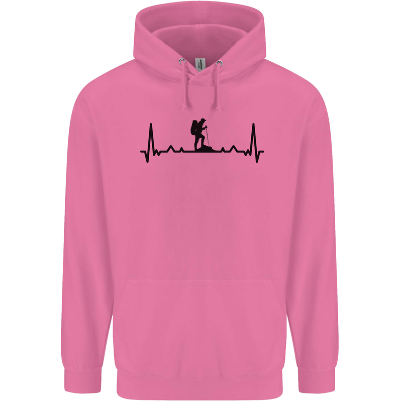 Hiking ECG Walking Rambling Trekking Pulse Childrens Kids Hoodie Azalea