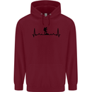 Hiking ECG Walking Rambling Trekking Pulse Childrens Kids Hoodie Maroon