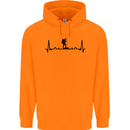 Hiking ECG Walking Rambling Trekking Pulse Childrens Kids Hoodie Orange