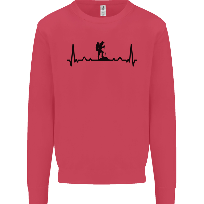 Hiking ECG Walking Rambling Trekking Pulse Kids Sweatshirt Jumper Heliconia