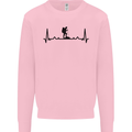Hiking ECG Walking Rambling Trekking Pulse Kids Sweatshirt Jumper Light Pink