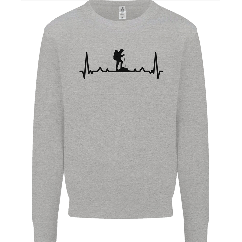 Hiking ECG Walking Rambling Trekking Pulse Kids Sweatshirt Jumper Sports Grey