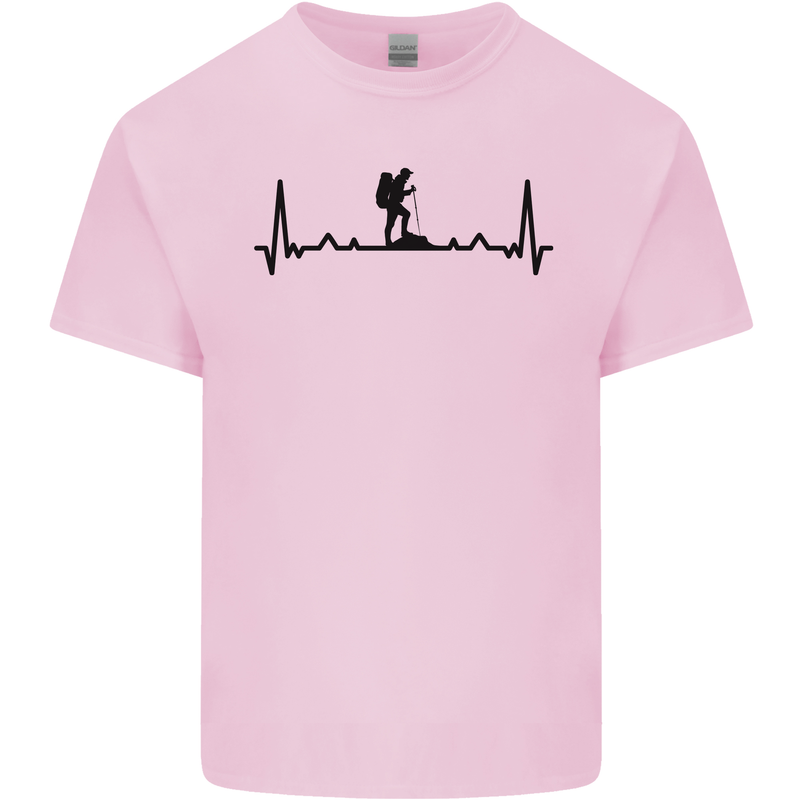 Hiking ECG Walking Rambling Trekking Pulse Kids T-Shirt Childrens Light Pink