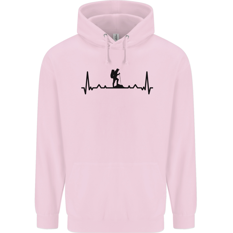 Hiking ECG Walking Rambling Trekking Pulse Mens 80% Cotton Hoodie Light Pink
