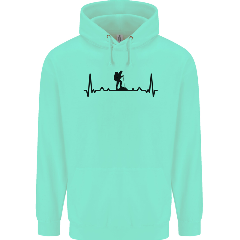 Hiking ECG Walking Rambling Trekking Pulse Mens 80% Cotton Hoodie Peppermint