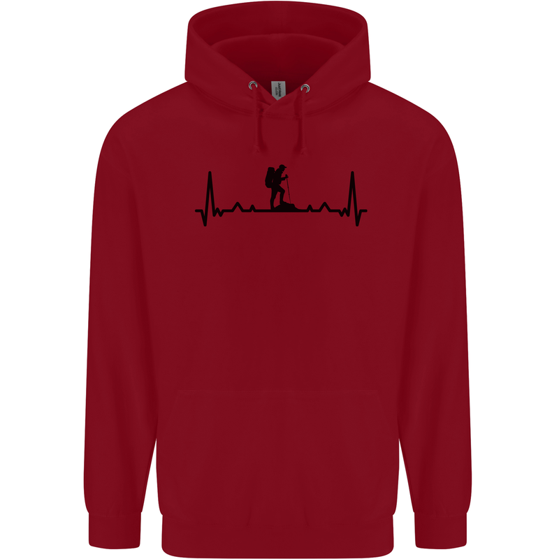 Hiking ECG Walking Rambling Trekking Pulse Mens 80% Cotton Hoodie Red