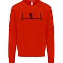 Hiking ECG Walking Rambling Trekking Pulse Mens Sweatshirt Jumper Bright Red