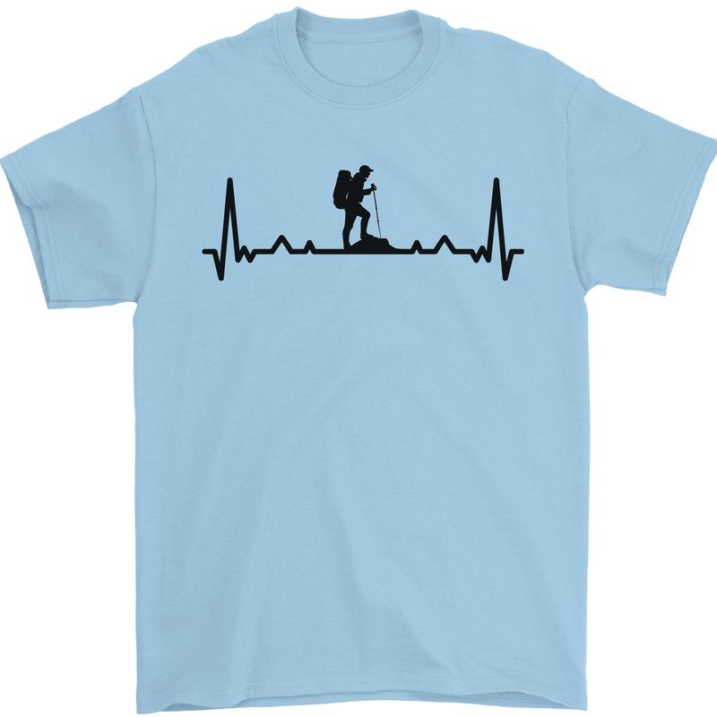 Hiking ECG Walking Rambling Trekking Pulse Mens T-Shirt 100% Cotton Light Blue