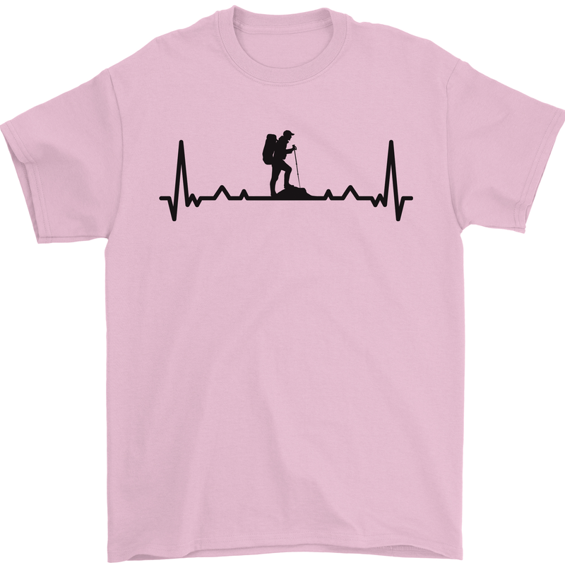Hiking ECG Walking Rambling Trekking Pulse Mens T-Shirt 100% Cotton Light Pink