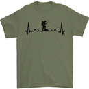 Hiking ECG Walking Rambling Trekking Pulse Mens T-Shirt 100% Cotton Military Green