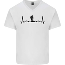 Hiking ECG Walking Rambling Trekking Pulse Mens V-Neck Cotton T-Shirt White