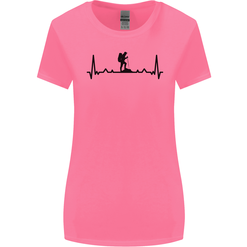 Hiking ECG Walking Rambling Trekking Pulse Womens Wider Cut T-Shirt Azalea