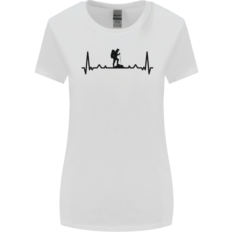 Hiking ECG Walking Rambling Trekking Pulse Womens Wider Cut T-Shirt White