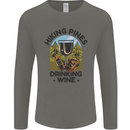 Hiking Pines Drinking Wine Funny Alcohol Mens Long Sleeve T-Shirt Charcoal