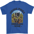 Hiking Pines Drinking Wine Funny Alcohol Mens T-Shirt 100% Cotton Royal Blue