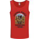 Hiking Pines Drinking Wine Funny Alcohol Mens Vest Tank Top Red