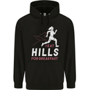 Hills Running Marathon Cross Country Runner Childrens Kids Hoodie Black
