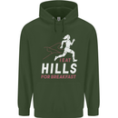 Hills Running Marathon Cross Country Runner Childrens Kids Hoodie Forest Green