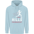 Hills Running Marathon Cross Country Runner Childrens Kids Hoodie Light Blue
