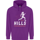 Hills Running Marathon Cross Country Runner Childrens Kids Hoodie Purple