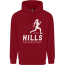 Hills Running Marathon Cross Country Runner Childrens Kids Hoodie Red